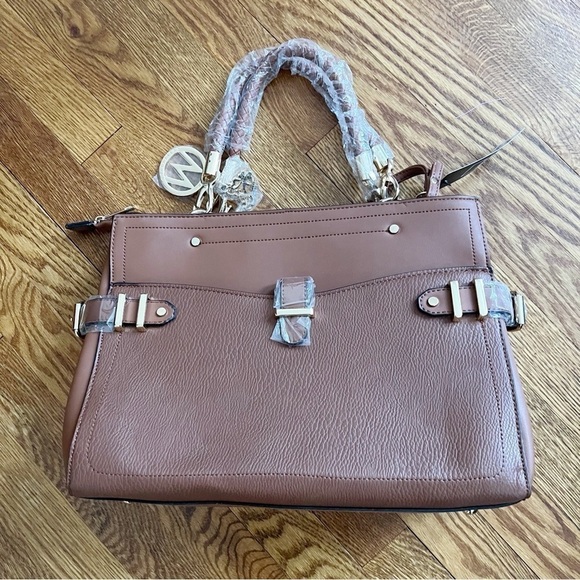 MKF Collection Tenna Satchel Handbag and Wristlet Set Cognac Brown NEW $139 - Picture 1 of 8